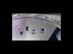 랩에서 제작된 유색 사파이어 보석 쥬얼리 반지