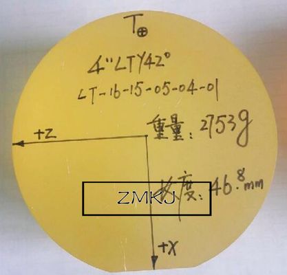주문 두께 46 밀리미터와 Ｙ 42' LiTaO3 LiNbO3 웨이퍼 4 인치 Dia 100 Mm 온라인 제조